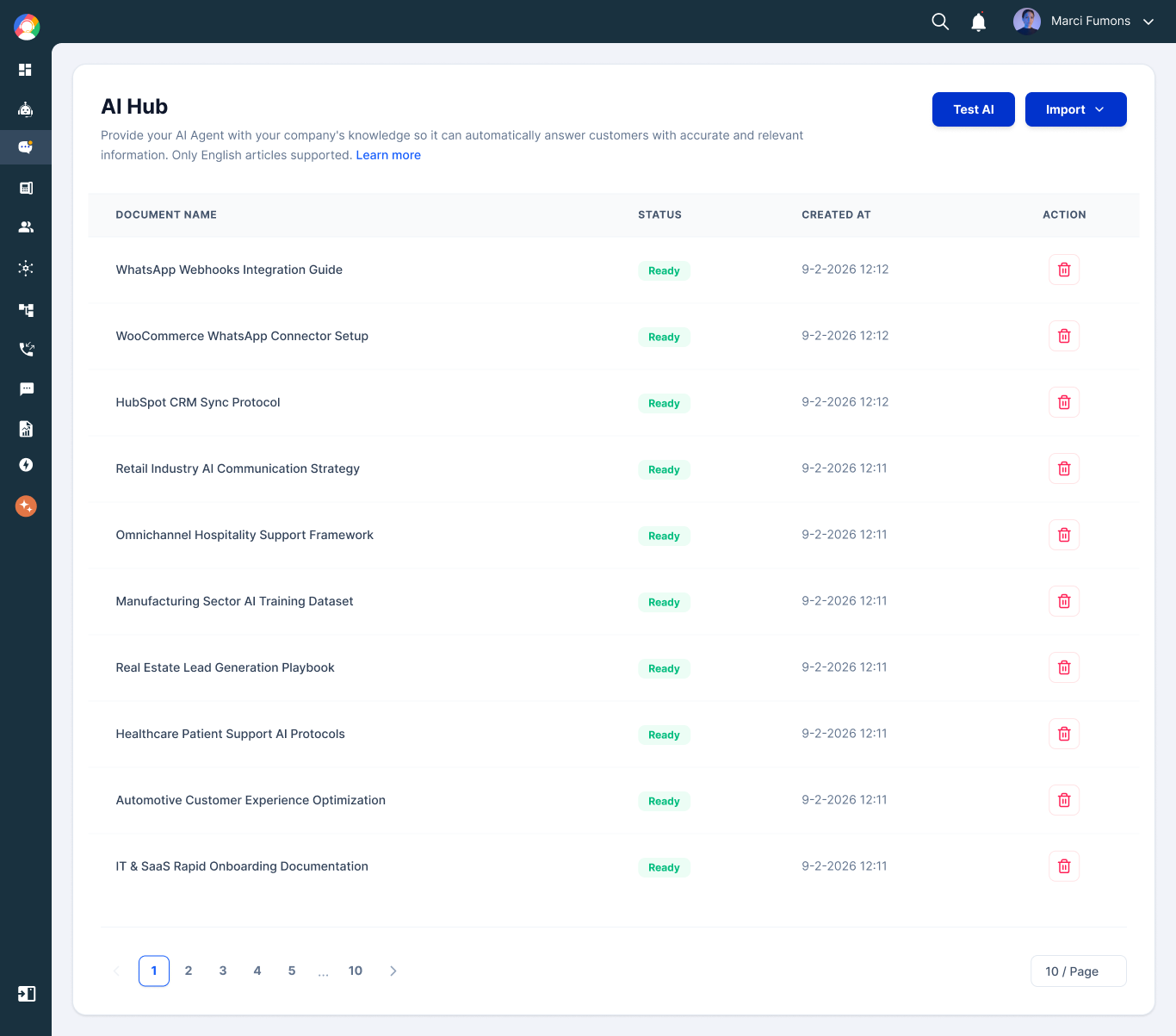 AI Hub knowledge management